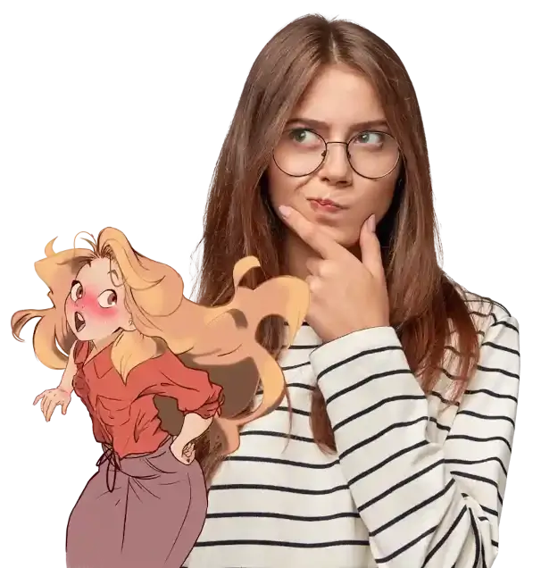 Chica pensando con chica anime